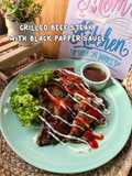 Grilled Beef Steak With Black Pepper Sauce