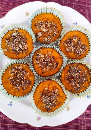 Una foto de 🧀🌽🎃Muffins de calabaza, choclo y queso🎃🌽🧀