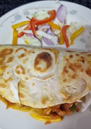 A picture of Roasted potato roll from leftover suki bhaji.