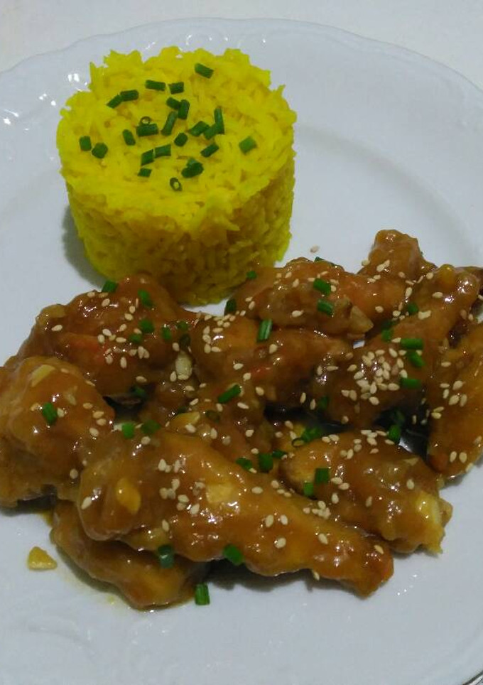 Una foto de Pollo a la naranja