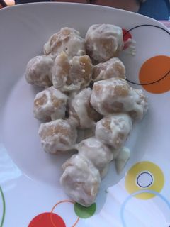 Una foto de Ñoquis de calabaza con gorgonzola