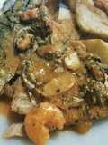 Bife de anchoa con papas y con marisco