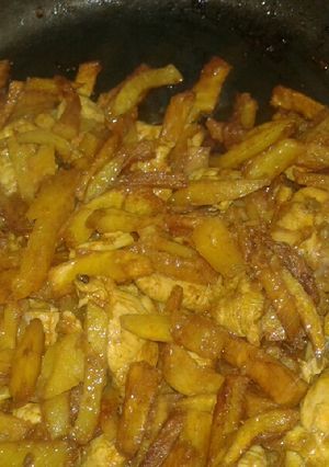 عکسی از دستور خوراک مرغ و سیب زمینی بهارپز