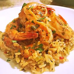 A picture of Cajun shrimp and rice scampi.