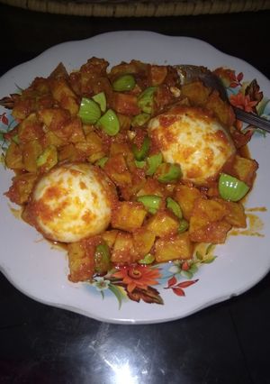 Foto resep Balado kentang pete + telur