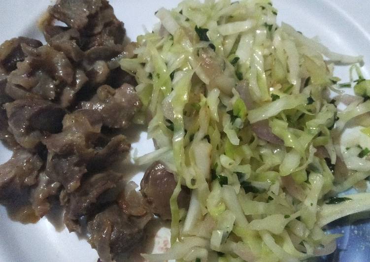 Steps to Make Award-winning Fried gizzards with cabbage