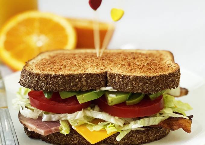 Steps to Make Award-winning Bacon, Ham, Avocado, &amp; Cheese Sandwich