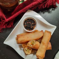 A picture of Veg Spring Roll with homemade wraps.