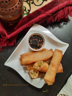A picture of Veg Spring Roll with homemade wraps.