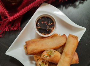 A picture of Veg Spring Roll with homemade wraps.
