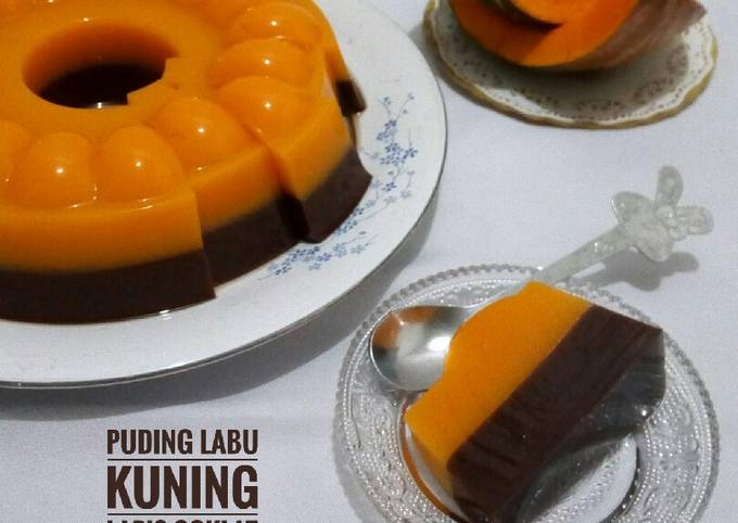 Puding Labu Kuning Lapis Coklat