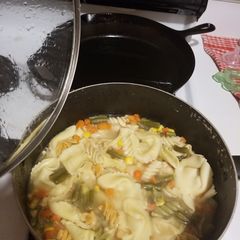 A picture of Quick chicken tortellini soup.
