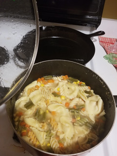 A picture of Quick chicken tortellini soup.