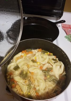 A picture of Quick chicken tortellini soup.