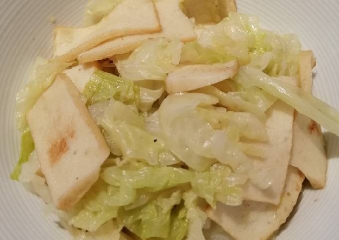 Simple Way to Make Perfect Sauteed Cabbage with Fish Block