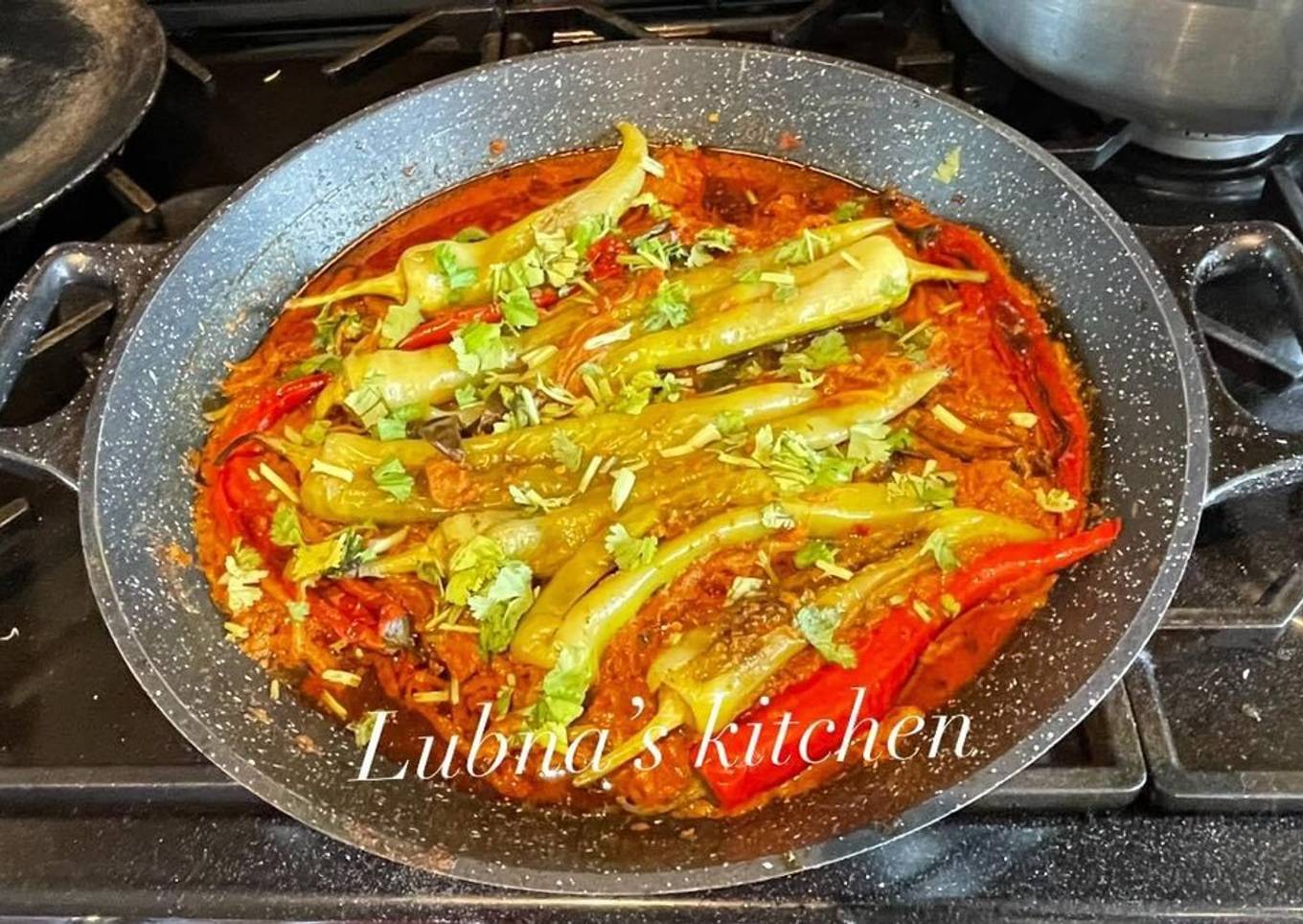 Stuffed Green Chillies Curry: