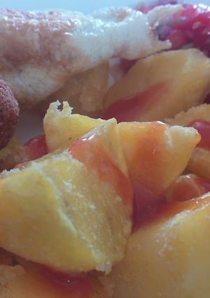 A picture of Potato cubes and croquettes.