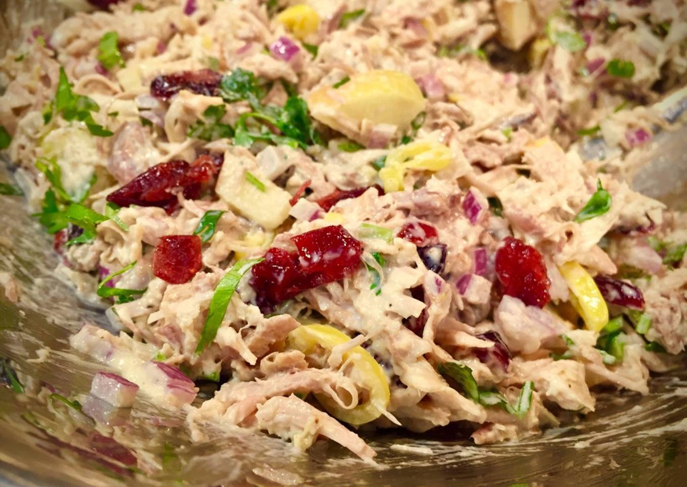 How to Prepare Perfect Day After Thanksgiving Turkey Salad with Apples,
Dried Cranberries & Other Stuff
