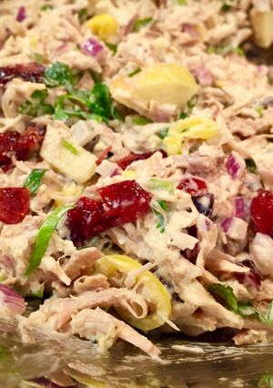 A picture of Day After Thanksgiving Turkey Salad with Apples, Dried Cranberries & Other Stuff.