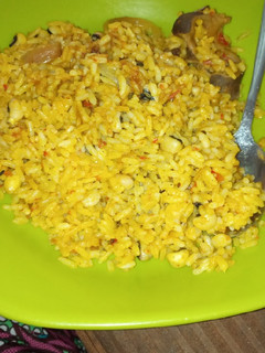 A picture of Rice nd beans jallof.