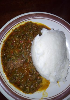 A picture of Tuwon shinkafa da miyar taushe.