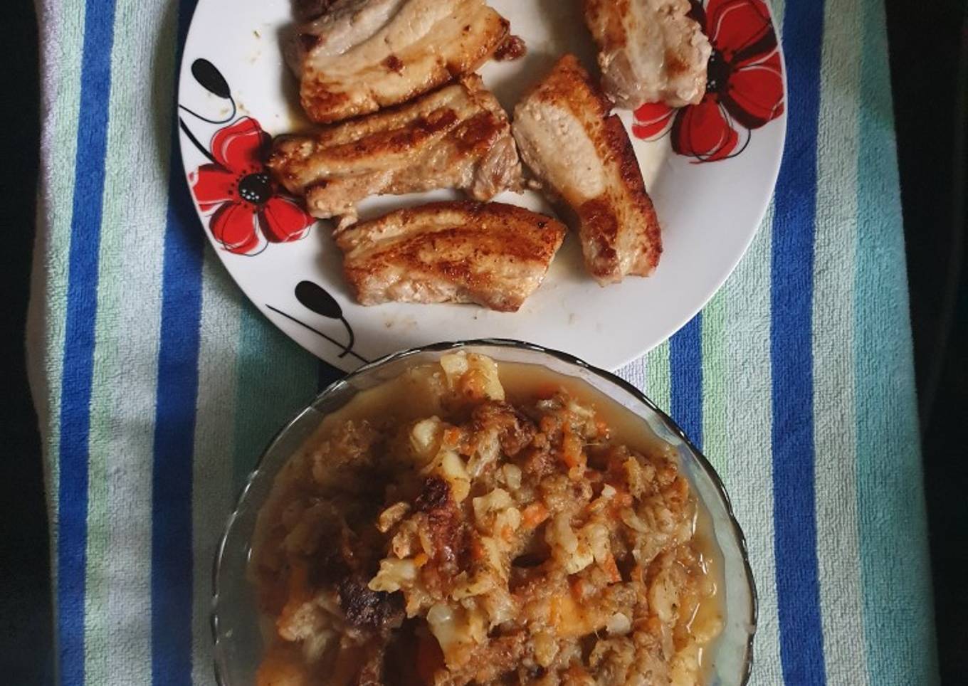 Oregano veg stew with Pork belly slices