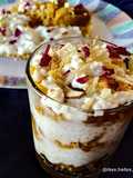 Layered ghevar dessert glass
