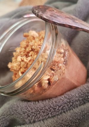 Une photo de Mousse au chocolat et purée d'amandes
