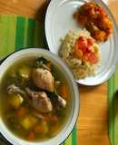 Caldo de pollo con verduras