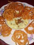 Indian desserts paneer kheer with jelebi