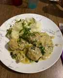 Albóndigas de pollo al puerro con puré