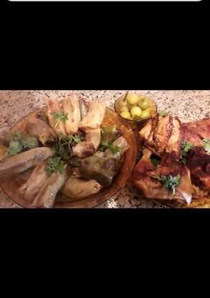 صورة لوصفة محشى بتنجان وفلفل مع الفراخ المشويه 🤤🤤🤤