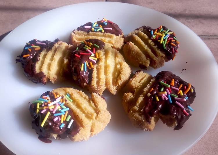 Recipe of Homemade Chocolate dipped shortbread cookies