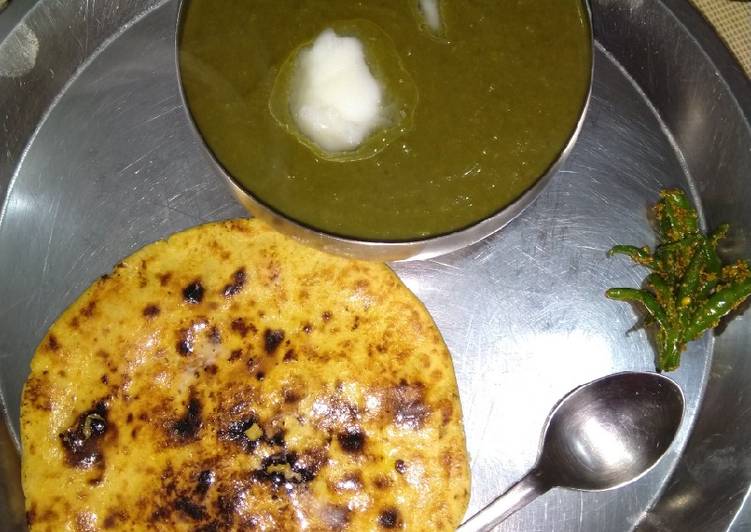 Recipe of Super Quick Sarso da saag with Makka de roti