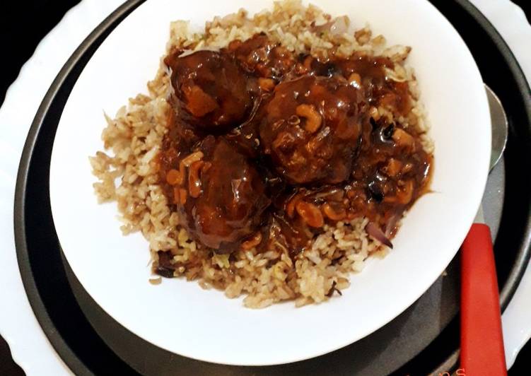Steps to Make Homemade Veg manchurian with fried rice