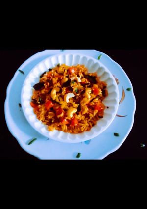 A picture of Healthy tasty nutritious zero oil vegetable fried rice.