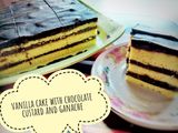 Vanilla Cake with Chocolate Custard and Ganache