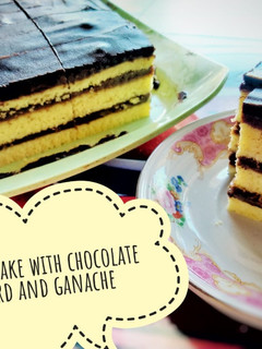 Foto resep Vanilla Cake with Chocolate Custard and Ganache
