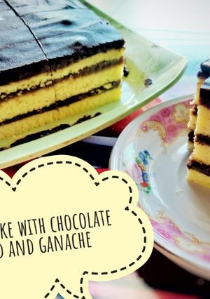 Foto resep Vanilla Cake with Chocolate Custard and Ganache