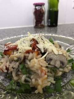 Una foto de Risotto fácil con portobellos