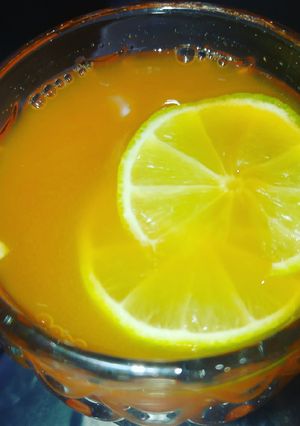 A picture of My amazing carrot lemon splash...my own created recipy.