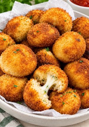 O poză a rețetei Rice and mozzarella bites orez si mozzarella bilute.