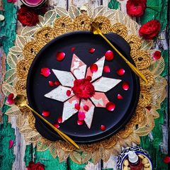 A picture of Rose Kaaju Katli 🌹.