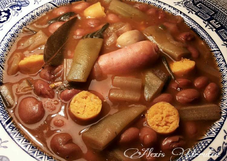 Alubias pintas, con acelgas y salchichas frescas