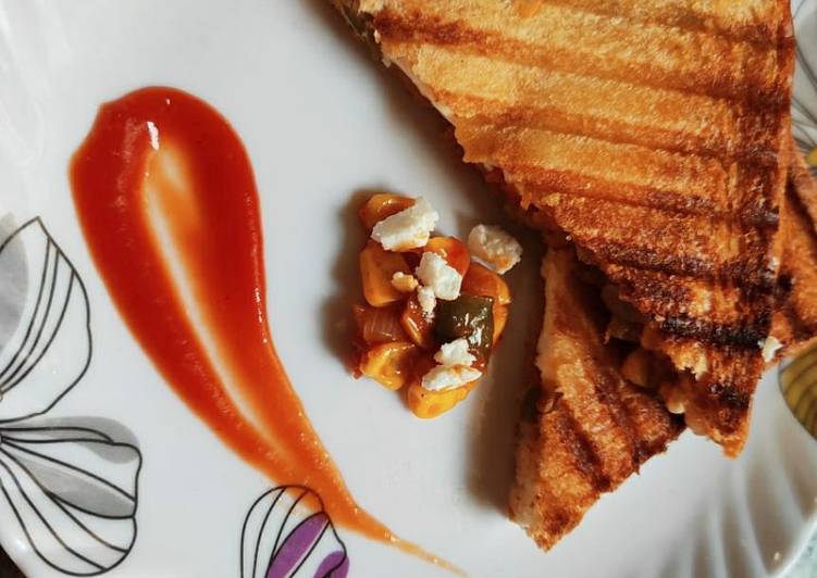 Recipe of Award-winning Grilled corn capsicum sandwich