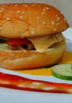 A picture of Dj's Chicken Seekh Kebab Burger.