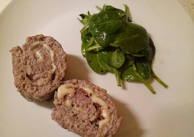 Simple Way to Make Homemade Polpettone - Italian meatloaf with parma ham and cheese for Vegetarian Recipe