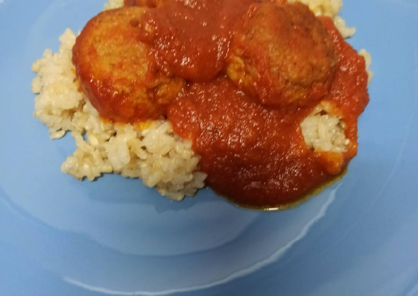 Albóndigas de soja texturizada con arroz integral