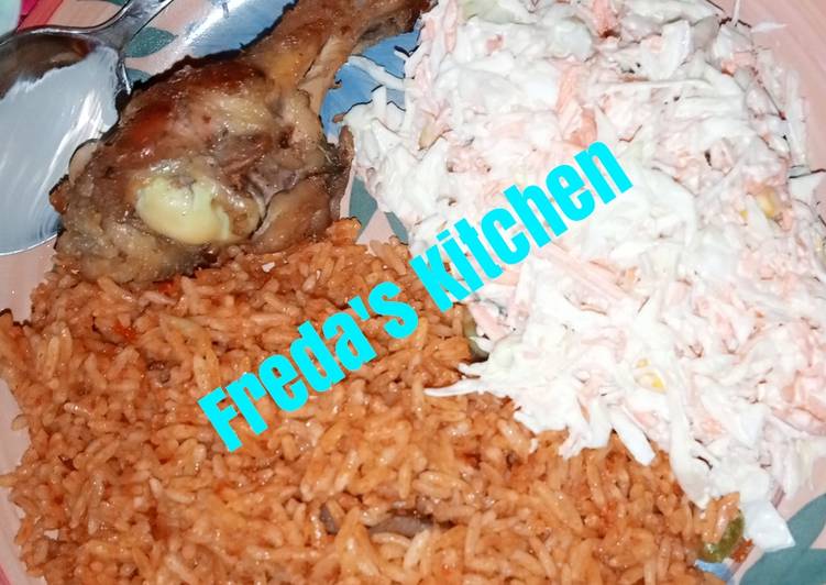 Recipe of Perfect Jollof rice with salad