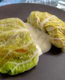 Involtini di verza e ceci con salsa alla senape